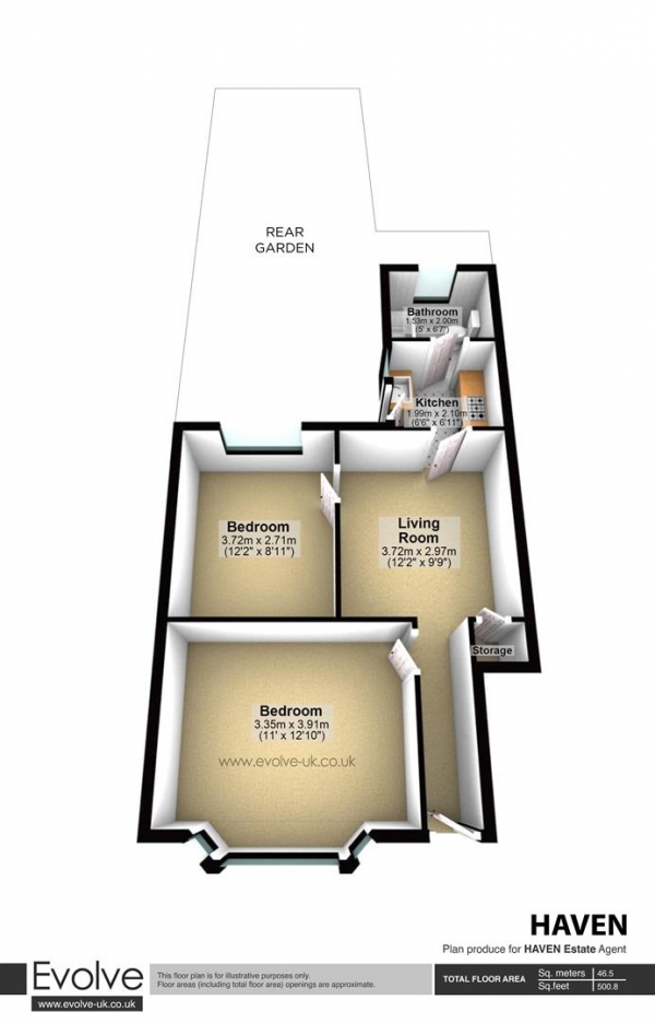 Floor Plan Image for 2 Bedroom Flat to Rent in Hove Avenue, Walthamstow, E17