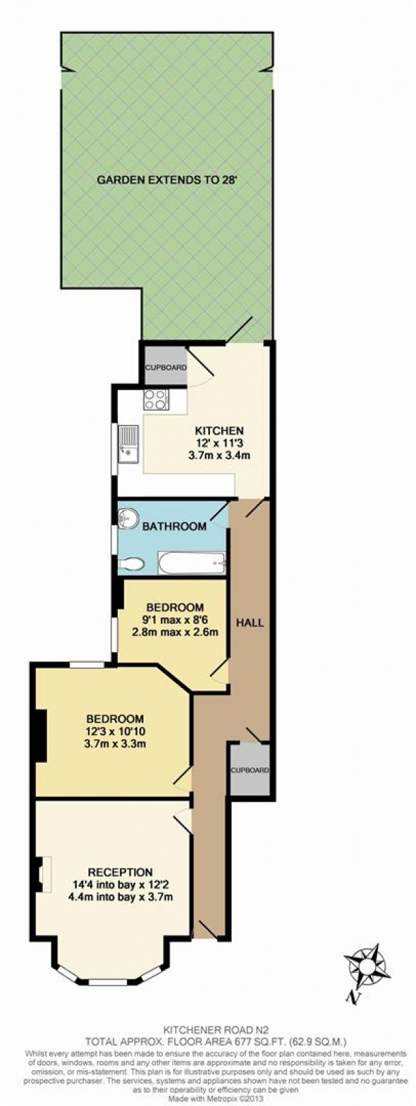 Floor Plan for 2 Bedroom Maisonette for Sale in Kitchener Road, East Finchley, N2, N2, 8AS -  &pound525,000