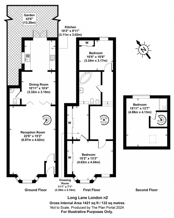 Floor Plan Image for 4 Bedroom Terraced House for Sale in Long Lane, East Finchley, N2