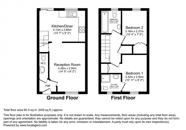 Floor Plan Image for 2 Bedroom Terraced House for Sale in Heol Eryr Mor, Barry