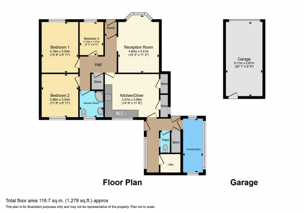 Floor Plan Image for 3 Bedroom Semi-Detached Bungalow for Sale in Springfield Rise, Barry