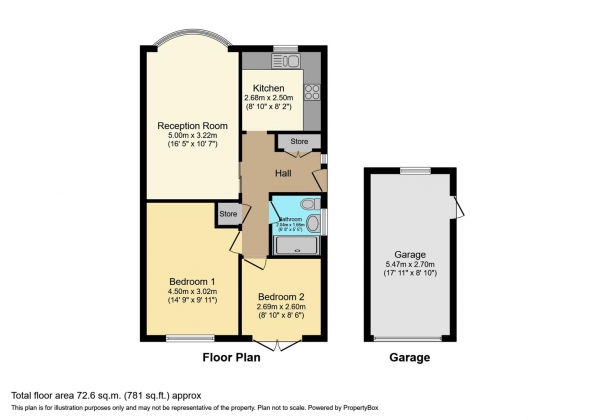 Floor Plan Image for 2 Bedroom Semi-Detached Bungalow for Sale in Teifi Drive, Barry