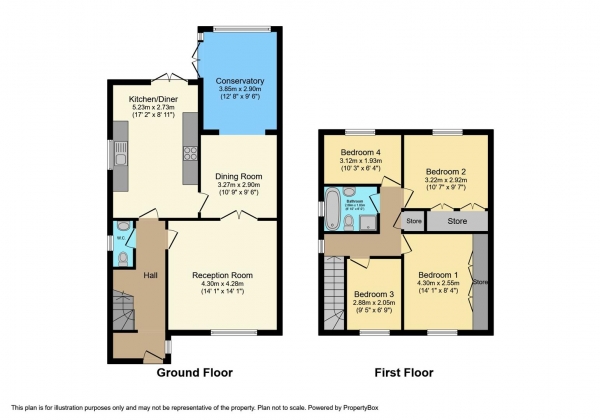 Floor Plan Image for 4 Bedroom Semi-Detached House for Sale in Cliffwood View, Barry