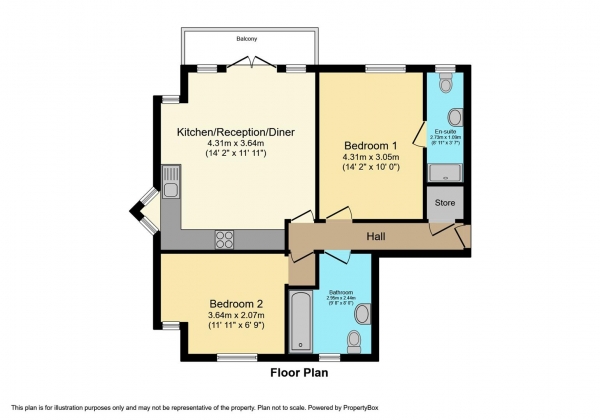 Floor Plan Image for 2 Bedroom Apartment for Sale in Heol Cilffrydd, Barry