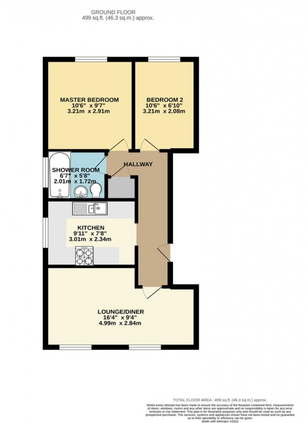 Floor Plan for 2 Bedroom Flat for Sale in Goldcrest Drive, Pentwyn, Cardiff, CF23, 7HJ - Guide Price &pound125,000