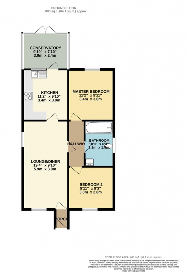 Floor Plan Image for 2 Bedroom Detached Bungalow for Sale in Churchfields, Barry