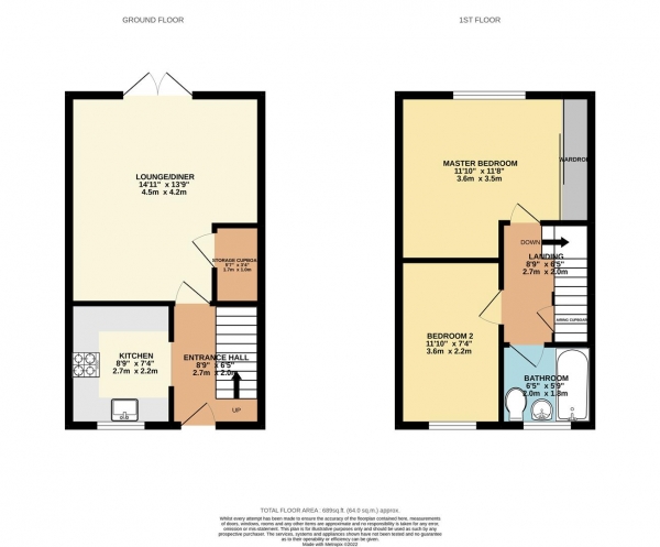 Floor Plan Image for 2 Bedroom End of Terrace House for Sale in Penydarren Drive, Cardiff