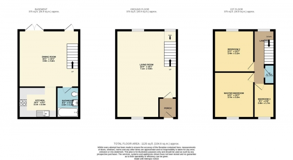 Floor Plan Image for 3 Bedroom Property for Sale in Hill View, Pontycymer, Bridgend