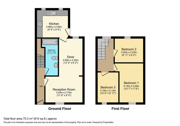 Floor Plan Image for 3 Bedroom Terraced House for Sale in Merthyr Street, Barry