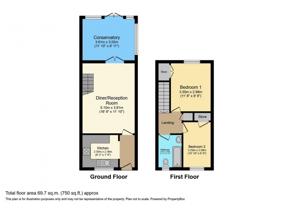 Floor Plan Image for 2 Bedroom Terraced House for Sale in Jubilee Gardens, Barry