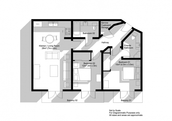 Floor Plan Image for 2 Bedroom Apartment to Rent in Caroline Street, Cardiff