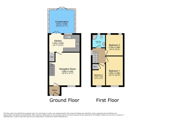 Floor Plan for 3 Bedroom Semi-Detached House for Sale in Waterford Close, Cardiff, CF11, 8JN - Guide Price &pound270,000