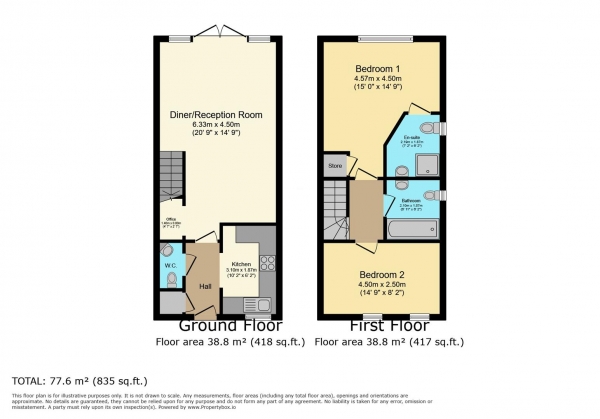 Floor Plan Image for 2 Bedroom Terraced House for Sale in Ffordd Pentre, Barry