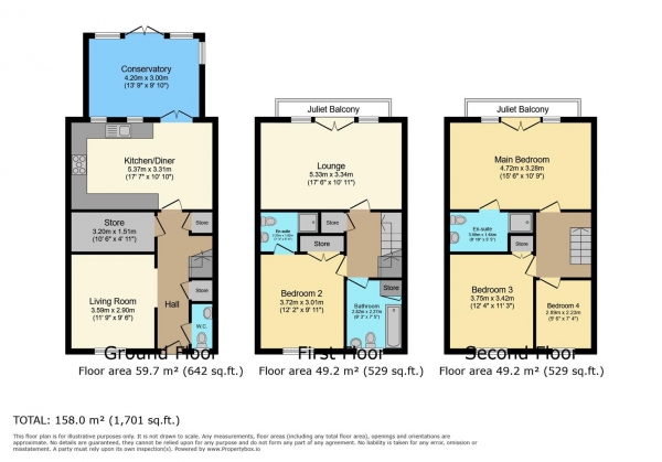 Floor Plan Image for 4 Bedroom Town House for Sale in Heol Y Dryw, Rhoose, Barry