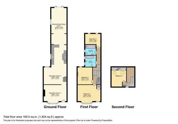 Floor Plan Image for 4 Bedroom Terraced House for Sale in Porthkerry Road, Barry