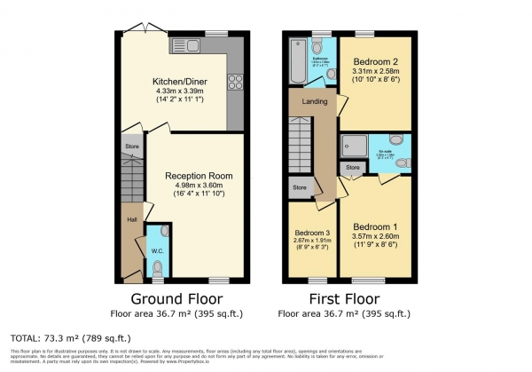 Floor Plan Image for 3 Bedroom Terraced House for Sale in Heol Penygraig, Barry