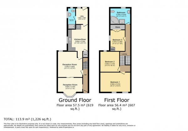 Floor Plan Image for 3 Bedroom Terraced House for Sale in Castleland Street, Barry