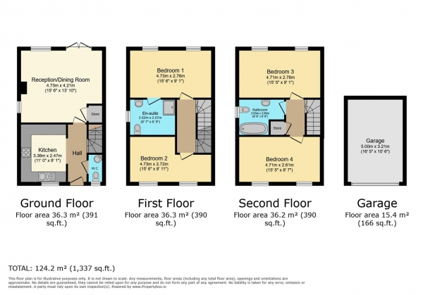 Floor Plan for 4 Bedroom Town House for Sale in Wyncliffe Gardens, Cardiff, CF23, 7FA - Guide Price &pound370,000