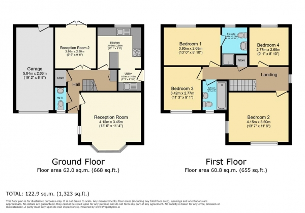 Floor Plan for 4 Bedroom Detached House for Sale in Hollington Drive, Pontprennau, Cardiff, CF23, 8PG - Guide Price &pound450,000