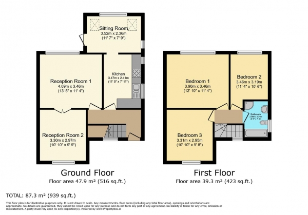 Floor Plan Image for 3 Bedroom Semi-Detached House for Sale in Wenvoe Terrace, Barry