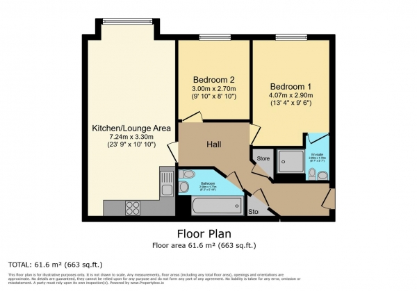 Floor Plan Image for 2 Bedroom Apartment for Sale in Rhodfa'r Gwagenni, Barry