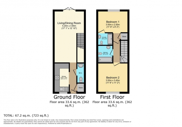 Floor Plan Image for 2 Bedroom Terraced House for Sale in Heol Tapscott, Barry