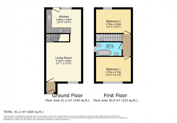 Floor Plan for 2 Bedroom Semi-Detached House for Sale in Brookfield Avenue, Barry, CF63, 1EQ - Guide Price &pound230,000