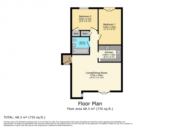 Floor Plan Image for 2 Bedroom Apartment for Sale in Harrison Way, Cardiff