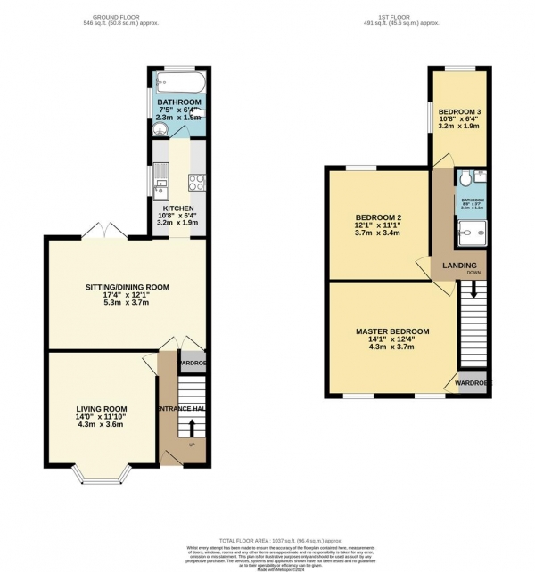 Floor Plan Image for 3 Bedroom Terraced House to Rent in Evelyn Street, Barry