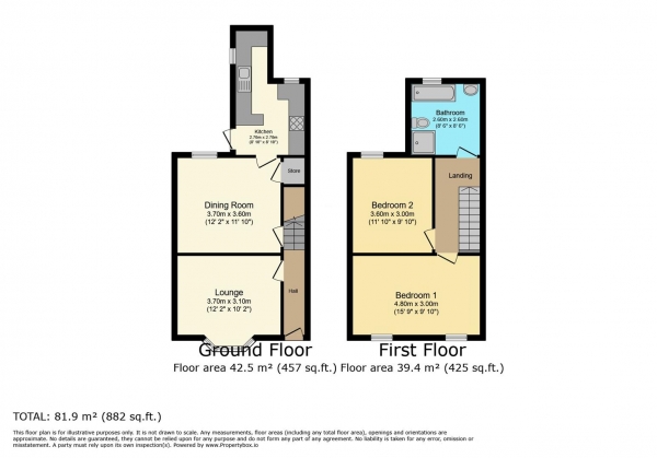 Floor Plan Image for 2 Bedroom Terraced House for Sale in Morel Street, Barry