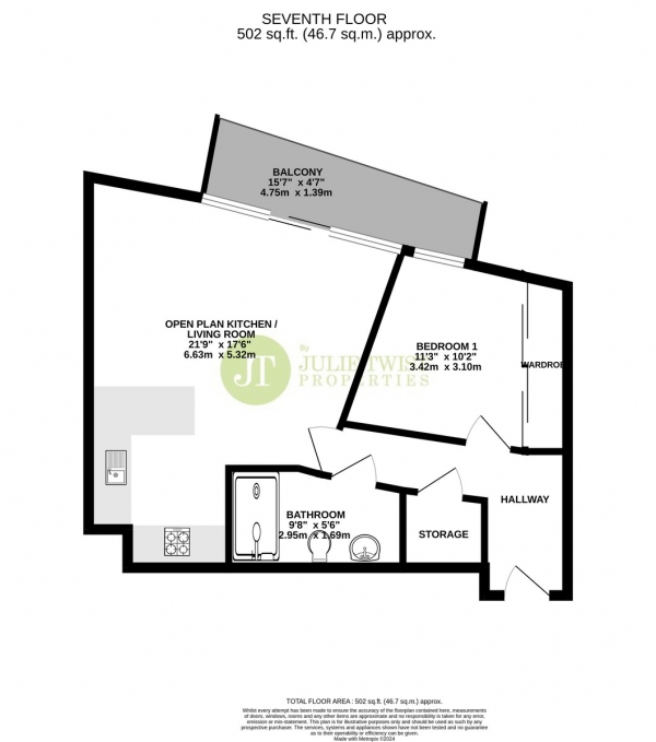 Floor Plan Image for 1 Bedroom Apartment for Sale in The Quays, Salford Quays