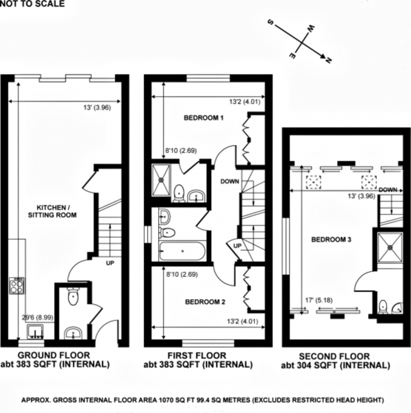 Floor Plan Image for 3 Bedroom End of Terrace House to Rent in Palace Way, Woking