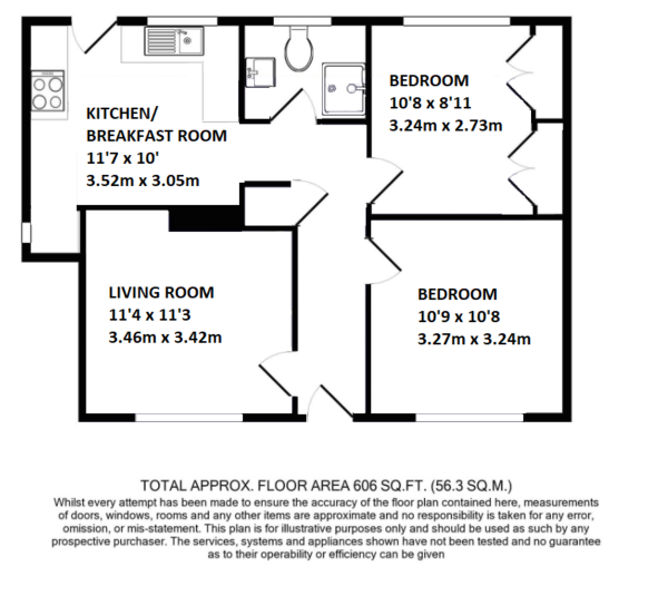 Floor Plan Image for 2 Bedroom Ground Flat for Sale in Chertsey Road, Byfleet