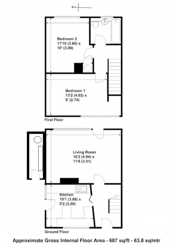 Floor Plan Image for 2 Bedroom Semi-Detached House for Sale in Rectory Lane, Byfleet