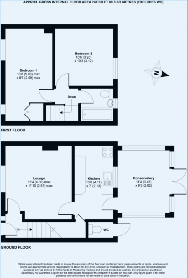 Floor Plan Image for 2 Bedroom Terraced House for Sale in Hart Road, Byfleet