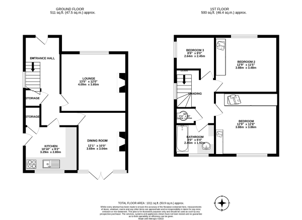 Floor Plan Image for 3 Bedroom Semi-Detached House for Sale in Rectory Lane, Byfleet