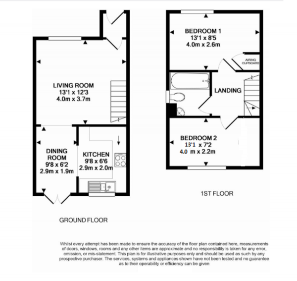 Floor Plan Image for 2 Bedroom Semi-Detached House for Sale in Bloomfield Close, Knaphill