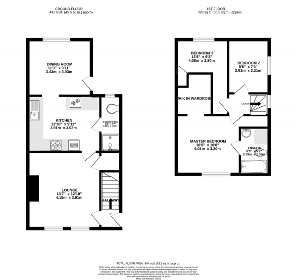 Floor Plan Image for 3 Bedroom End of Terrace House for Sale in Caillard Road, Byfleet