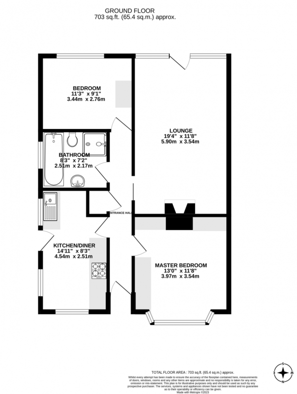 Floor Plan Image for 2 Bedroom Detached Bungalow for Sale in Mowbray Avenue, Byfleet