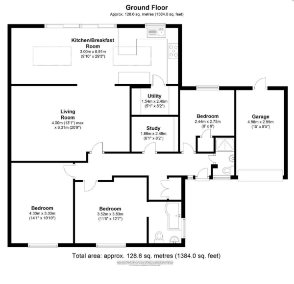 Floor Plan Image for 3 Bedroom Detached Bungalow for Sale in Elm Tree Close, Byfleet