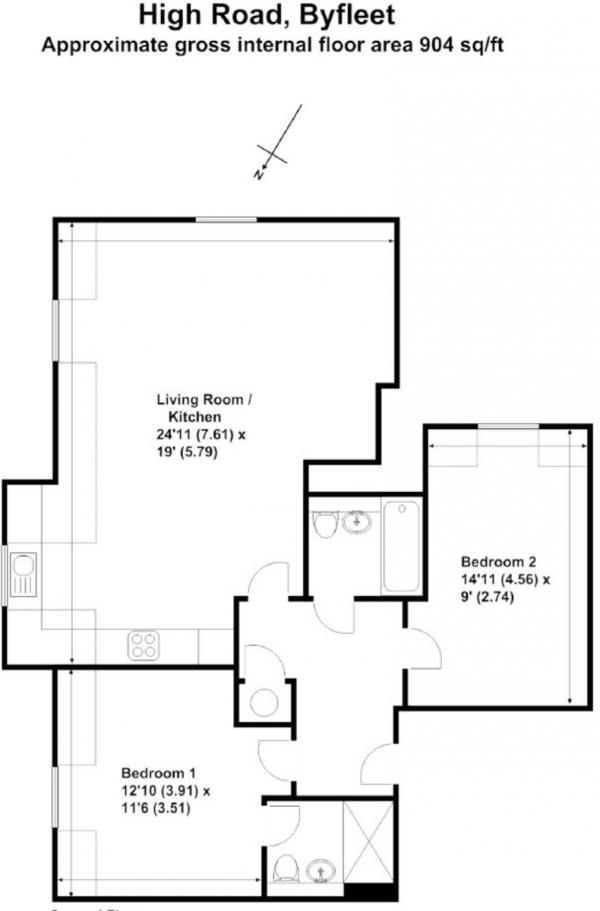 Floor Plan Image for 2 Bedroom Penthouse for Sale in High Road, Byfleet