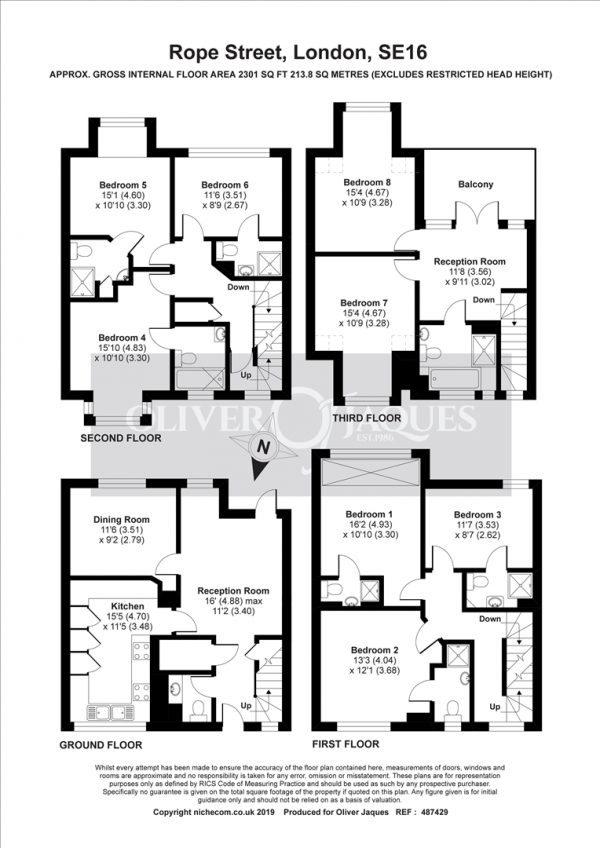 Floor Plan Image for 8 Bedroom Terraced House for Sale in Rope Street, Surrey Quays