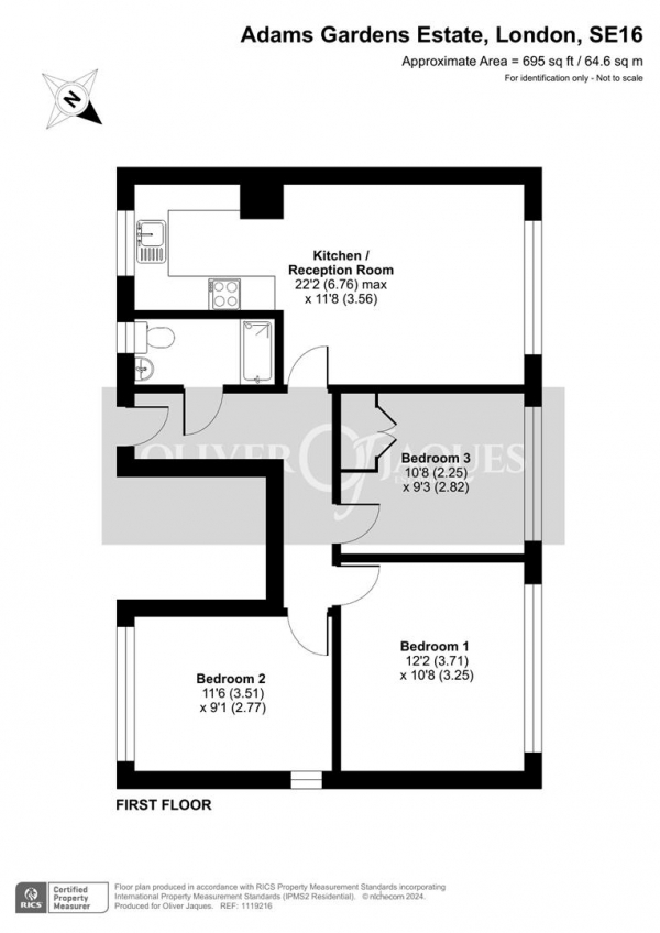 Floor Plan Image for 3 Bedroom Apartment for Sale in Adams Gardens Estate, Rotherhithe