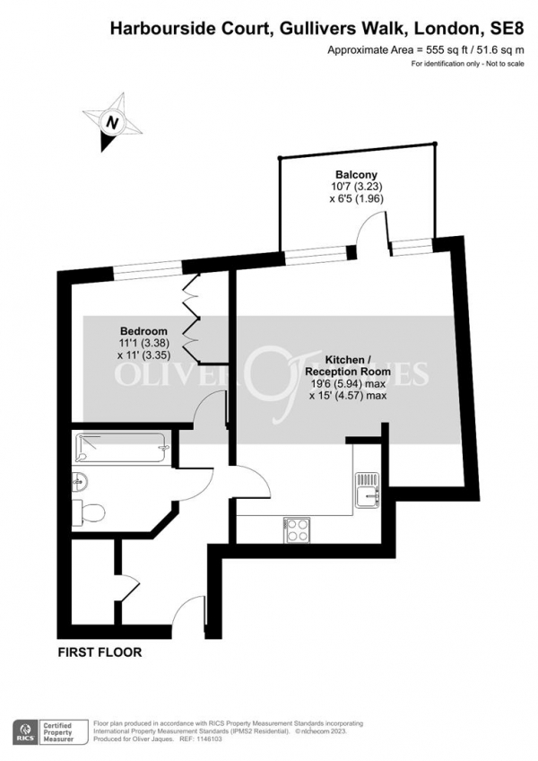 Floor Plan Image for 1 Bedroom Flat for Sale in 4 Gullivers Walk, London