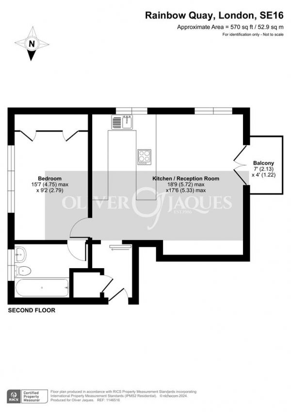 Floor Plan Image for 1 Bedroom Apartment for Sale in Rainbow Quay, Surrey Quays