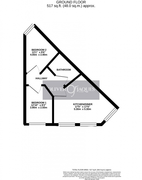 Floor Plan for 2 Bedroom Apartment to Rent in New Cross Road, New Cross, SE14, 6TY - £427 pw | £1850 pcm