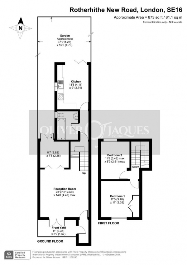 Floor Plan for 2 Bedroom Flat for Sale in Rotherhithe New Road, London, SE16, 2AD -  &pound600,000