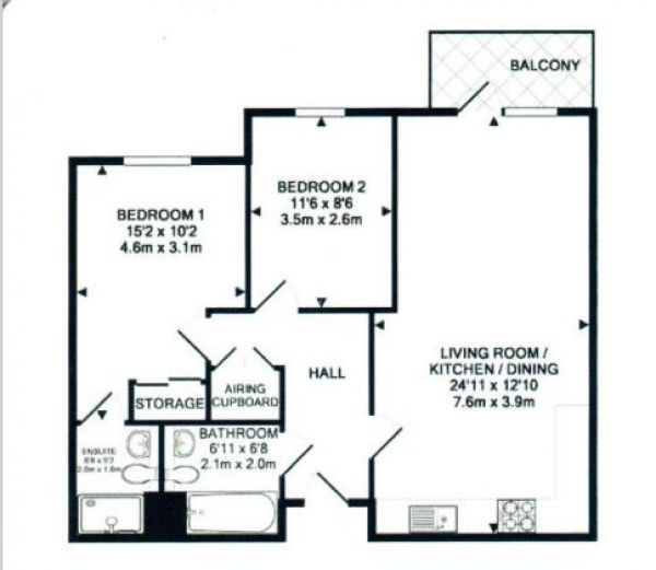 Floor Plan Image for 2 Bedroom Apartment to Rent in Rollason Way, Brentwood CM14