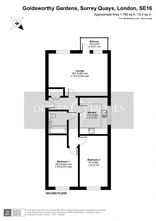 Floor Plan for 2 Bedroom Apartment for Sale in Goldsworthy Gardens, Surrey Quays, SE16, 2TB - Guide Price &pound465,000