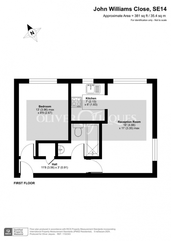 Floor Plan Image for 1 Bedroom Flat for Sale in Stunnell House, New Cross